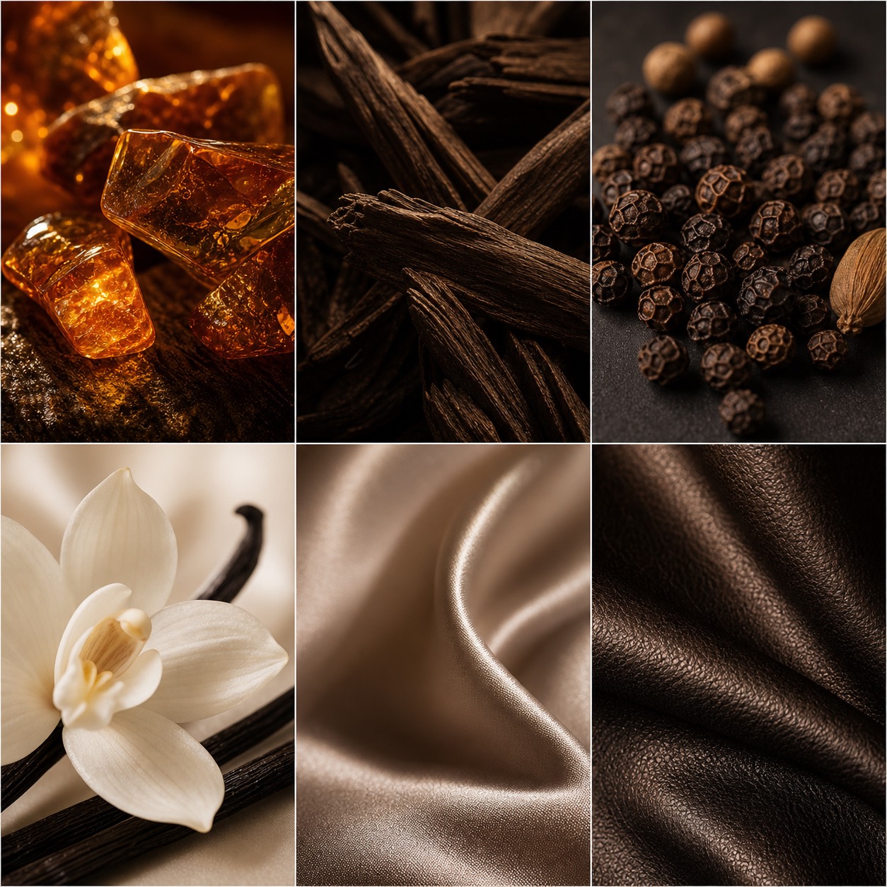 IKZEE scent note ingredients and fragrance bottles